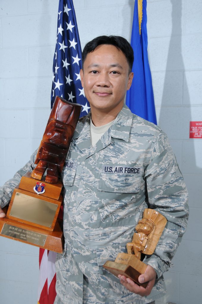 Master Sgt. Jeffery Romualdo, 154th Medical Group, wins the First Sergeant of the Year Award. Romualdo managed complicated issues revolving around the health and welfare of the enlisted and professional medical members of the 154th Wing and 109th Air Operations Group. Romualdo deployed to Alaska in support of exercise Vigilant Guard, where he served as the chemical, biological, radiological, nuclear and high-yield explosives, enhanced response force package first sergeant.