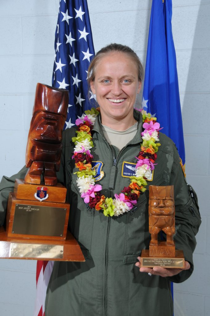 Capt. Kristin Wolfford, 150th Air Operations Squadron, wins the Full Time Company Grade Officer of the Year Award.