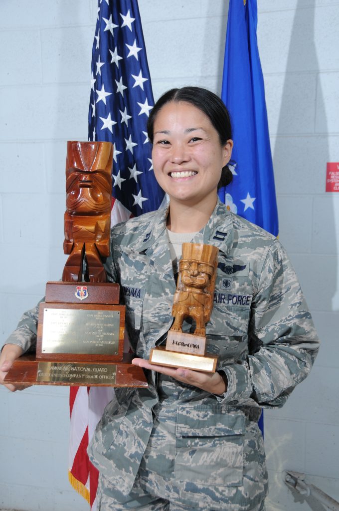 Capt. Kimberly Gushikuma, 150th Air Operations Squadron, wins the Traditional Company Grade Officer of the Year Award.