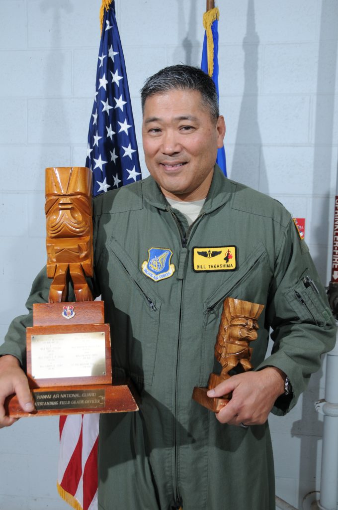 Lt. Col. William Takashima, 199th Fighter Squadron, wins the Outstanding Field Grade Officer Award.