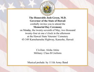 Invite to memorial day ceremony