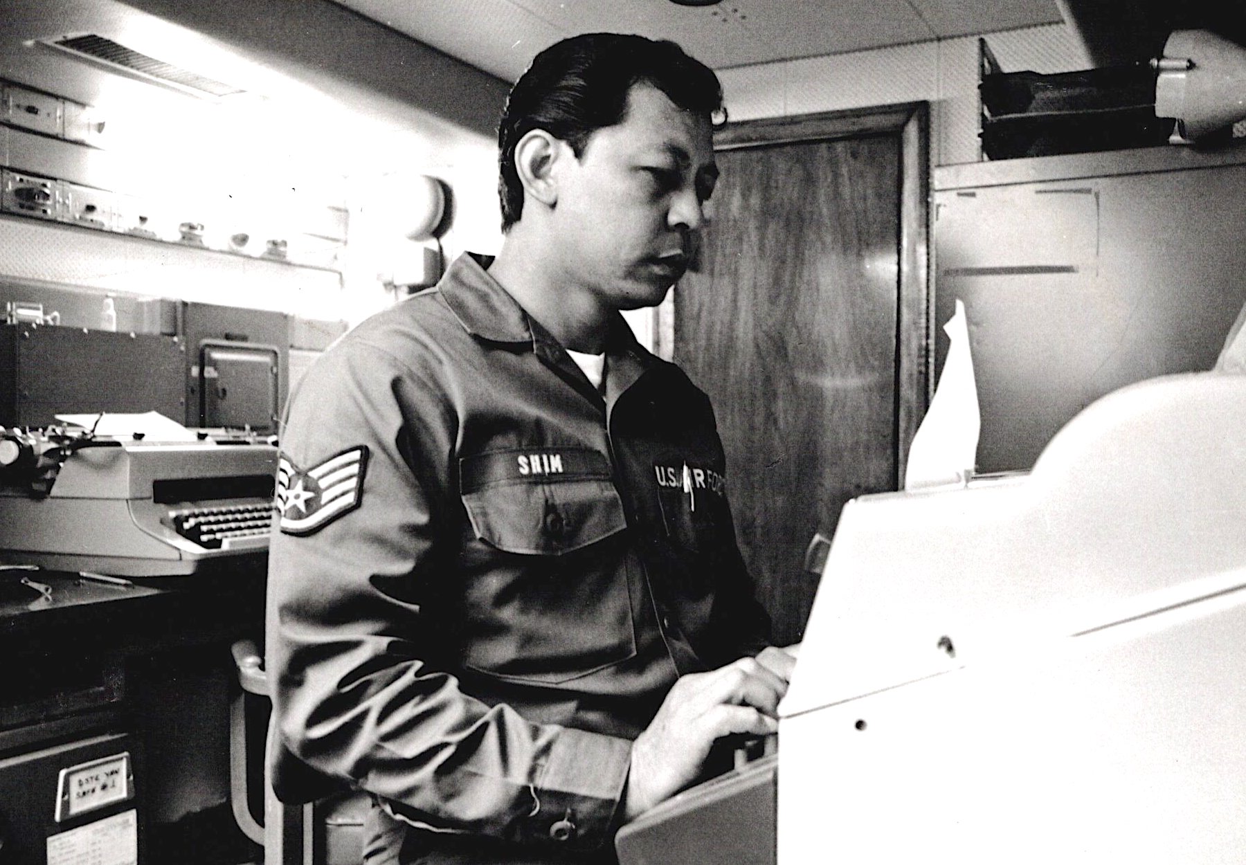 airman at keyboard