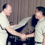 Air Force Brig. Gen. I.G. Brown presents the NCO academy diploma to Tech. Sgt. G.M. Matsuguma, Class 69-D, from Hawaii during the graduation ceremony on McGhee Tyson Air National Guard Base in East Tennessee. General Brown established the Air Guard’s NCO academy in his name and retired in 1974 after achieving the rank of Major General and serving as the 1st Director of the Air Guard. (U.S. Air National Guard file photo)