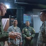 Maj. Gen. James O. Eifert, Air National Guard Assistant to the Commander, Pacific Air Forces leads a discussion on air defense concepts during a visit to the Philippine Air Defense Control Center, Aug. 7, 2018, Villamor Air Base, Manila, Philippines. The airmen were taking part in a subject matter expert exchange with Philippine Air Force counterparts as part of a National Guard State Partnership Program engagement. (U.S. Air National Guard photo by Senior Airman Orlando Corpuz)