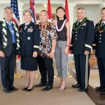 L-R: Governor David Ige, MG Suzanne Vares-Lum, LTC (Ret) Courtney Vares-Lum, Connie Vares-Lum, MG (Ret) Gary Hara and BG Kenneth Hara