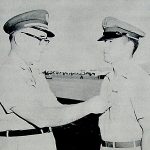 Maj Gen F.W. Makinney awards the HAwaii National Guard Medal for Merit to 1st Lt Alexander "Blackie" Bell