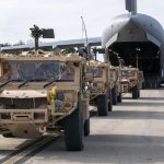 U.S. Army Soldiers and vehicles from the 3rd Special Forces Group prepare to board a Hawaii Air National Guard C-17 Globemaster III January 21, 2019, at Camp Shelby Joint Forces Training Center near Hattiesburg, Miss. The 204th Airlift Squadron transported personnel and vehicles to the Gulfport Combat Readiness Training Center, Miss., during exercise Southern Strike. The annual training is a is a total force, multi-service exercise hosted by the Mississippi Air National Guard’s Combat Readiness Training Center in Gulfport, and Camp Shelby Joint Forces Training Center near Hattiesburg, Miss. from Jan. 15 through Jan. 30. The exercise emphasizes air-to-air, air-to-ground and special operations forces training opportunities. (U.S. Air National Guard photo by Senior Airman John Linzmeier)