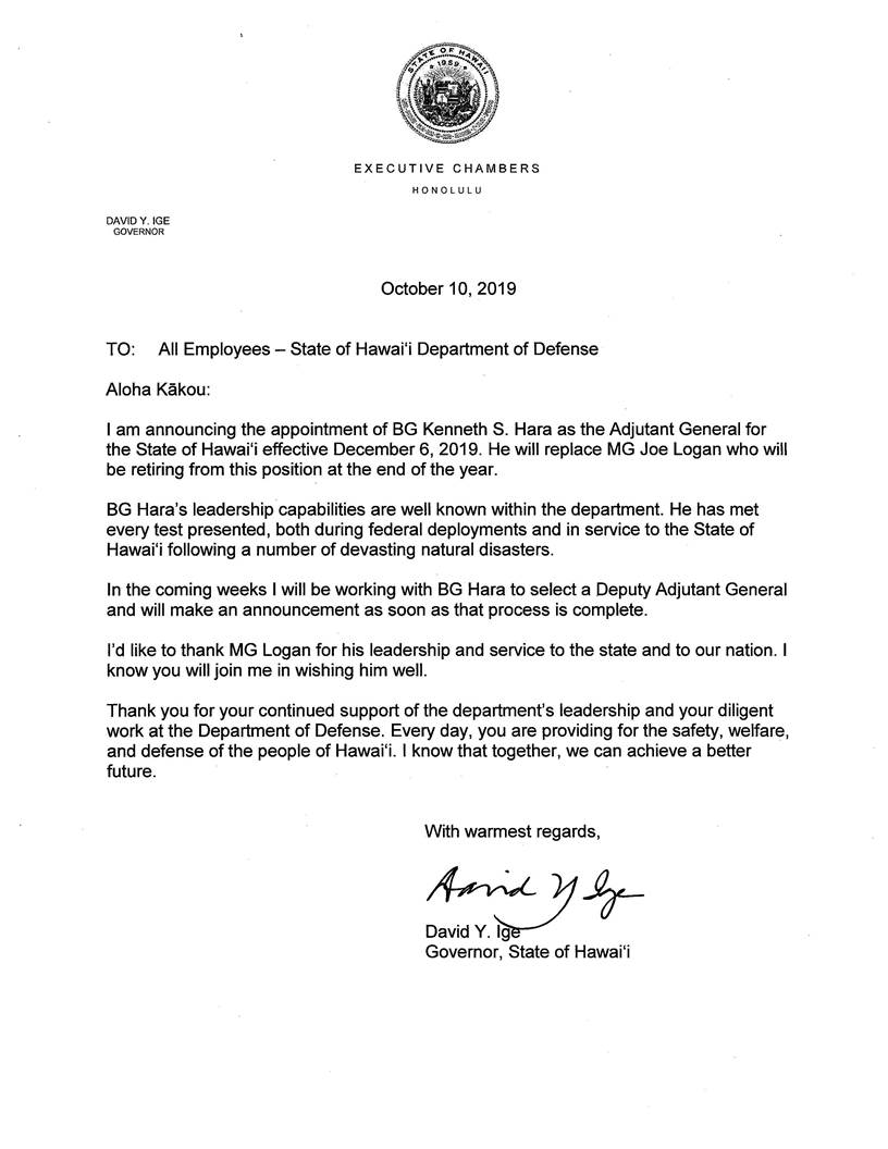 MG Logan Retiring Dec. 31, BG Hara to Become TAG