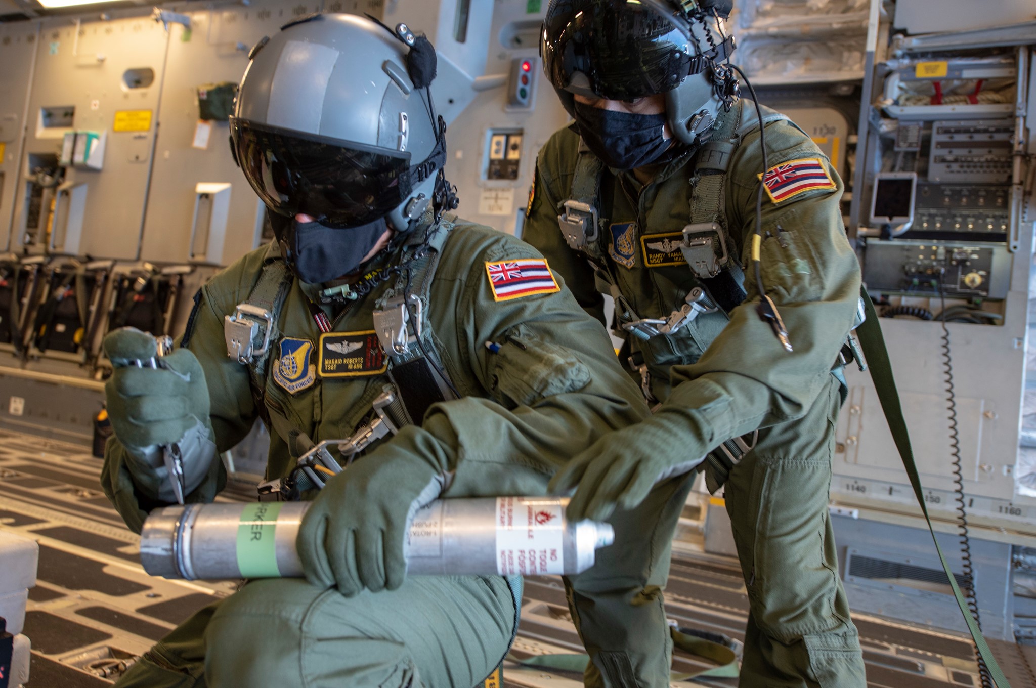 204th Airlift Squadron Loadmasters Practice Flare Deployment