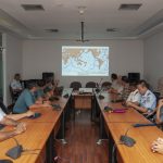 Hawaii National Guard medical personnel along with counterparts from the Indonesian Armed Forces receive an intro brief during a visit to the Republic of Indonesia Center for Health Crisis Jun. 17, 2019, Jakarta, Indonesia. The tour of the health center was a kick-off event of a Subject Matter Expert Exchange between the Hawaii Air National Guard and Tentara Nasional Indonesia. The SMEE was part of the State Partnership Program which links a state's National Guard with a partner nation in support of mutual interests. The program is held to foster positive relations and to build capacity with partner countries. (U.S. Air National Guard photo by Senior Airman Orlando Corpuz)