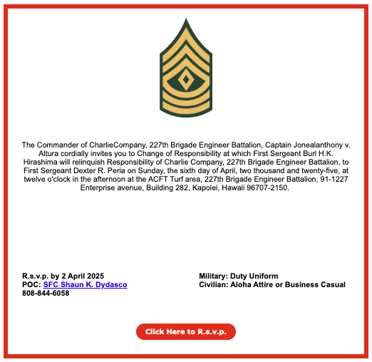 2025 Charlie Company, 227th Brigade Engineer Battalion Change of Responsibility