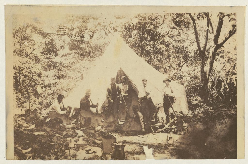 1893 Expedition - Koolau the Leper. Kalalau, Kauai - Mess camp of Co. F National Guard of Hawai'i; Out to capture Koolau, the Leper, who shot and killed Deputy Sheriff Louis H. Stolz of Waimea; 1893