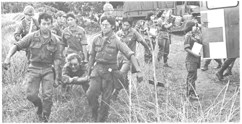 Evacuating the injured to a medical station