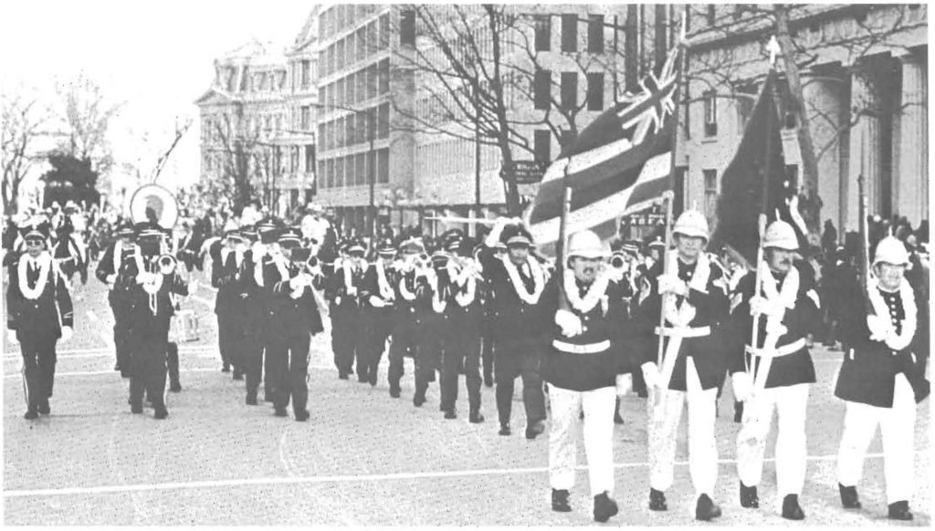 Members of the Royal Guard and the 111th Army Band marching down Pennsylvania Ave.
