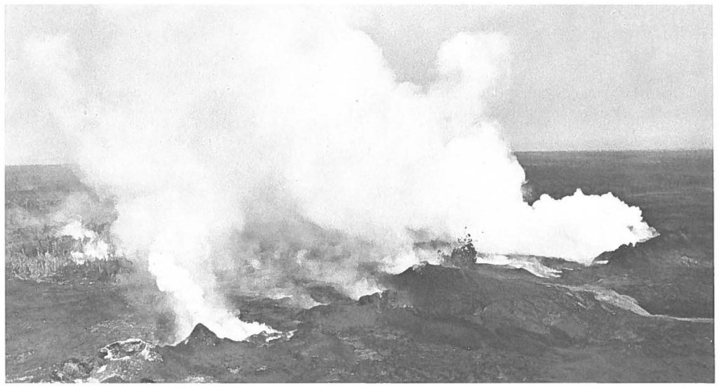 The Pu‘u‘ō‘ō eruption on big island began and lasted for over 35 years. Over the years the Hawaiʻi National Guard assisted with helicopters to transport Geological Survey teams and Civil Defense officials to asses potential threats, providing soldiers to put out brush fires caused by lava, and providing soldiers to evacuate Paradise Park residents.
