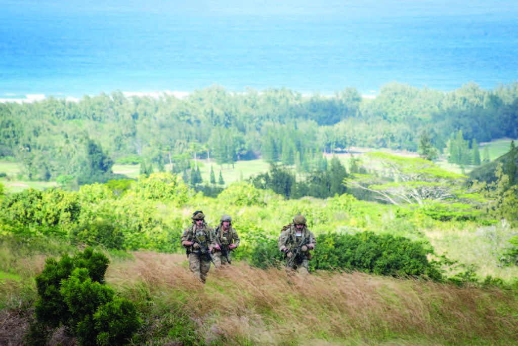 Soldiers of Bravo Company, 1-171st Aviation, Hawaii Army National Guard alongside Airmen of the 212th, Rescue Squadron, Alaska Air National Guard conducted para-rescue training at Kahuku, Hawaii January 15, 2018. This is the first time both units trained together incorporating Chinook CH-47 helicopters and para-rescue training in preparation for upcoming deployments.(U.S. Army National Guard Photo by Sgt. Amanda Gerlach)