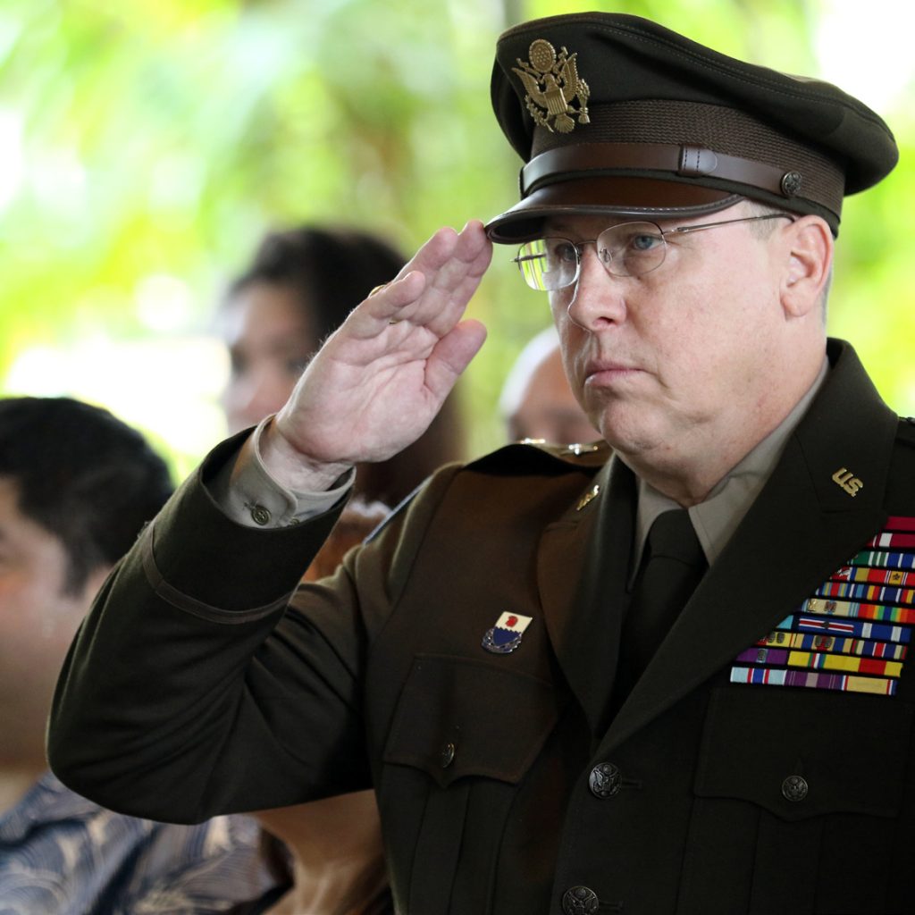 The Adjutant General of Hawaii, Maj. Gen. Arthur “Joe” Logan, relinquishes responsibility to former Deputy Adjutant General, Maj. Gen. Kenneth S. Hara during a transfer of authority ceremony as Soldiers, Airmen, distinguished guests, family and friends gather at Washington Place, Hawaii, Dec. 6, 2019. After five years of leadership as the Adjutant General, Maj. Gen. Logan will be retiring from the Hawaii Army National Guard next month with over forty years of dedicated service. Please join the State of Hawaii in bidding a fond farewell to Maj. Gen. Logan and his ohana, for his service and dedication.