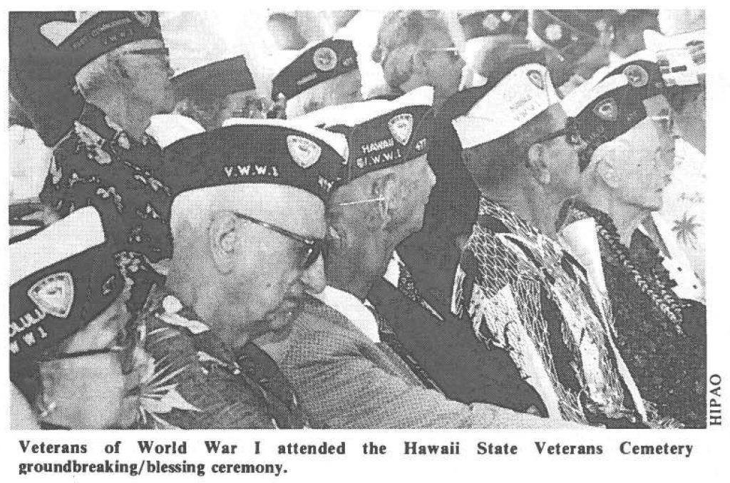 Veterans of World War I attended the Hawaii State Veterans Cemetery groundbreaking/ blessing ceremony.