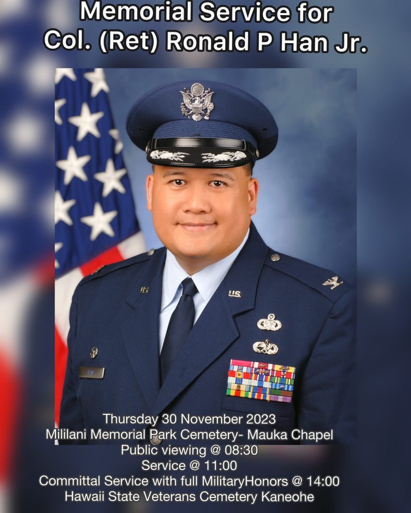 In memoriam - Col (ret) Ron Han - Director of State of Hawai‘i Office of Veterans Service