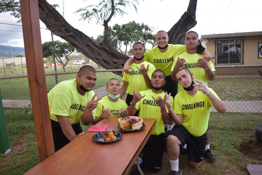 Youth Challenge Academy Cadets win cooking contest and receives an award from First Lady of Hawaii